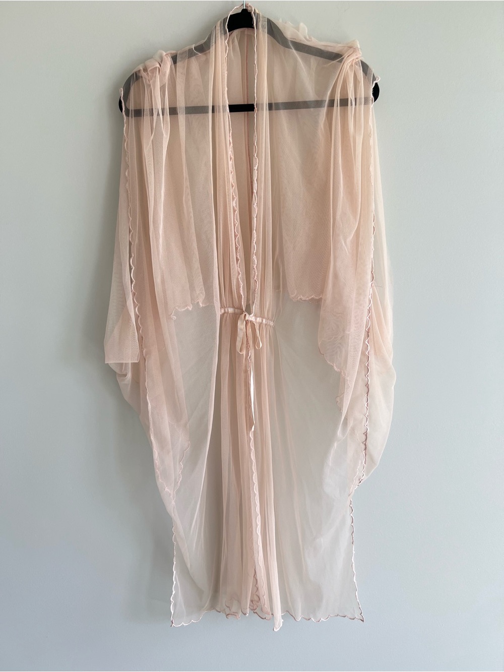 NATAYA SHEER BLUSH PINK TIE FRONT Shawl Draped ROMANTIC KIMONO Plus size 1X